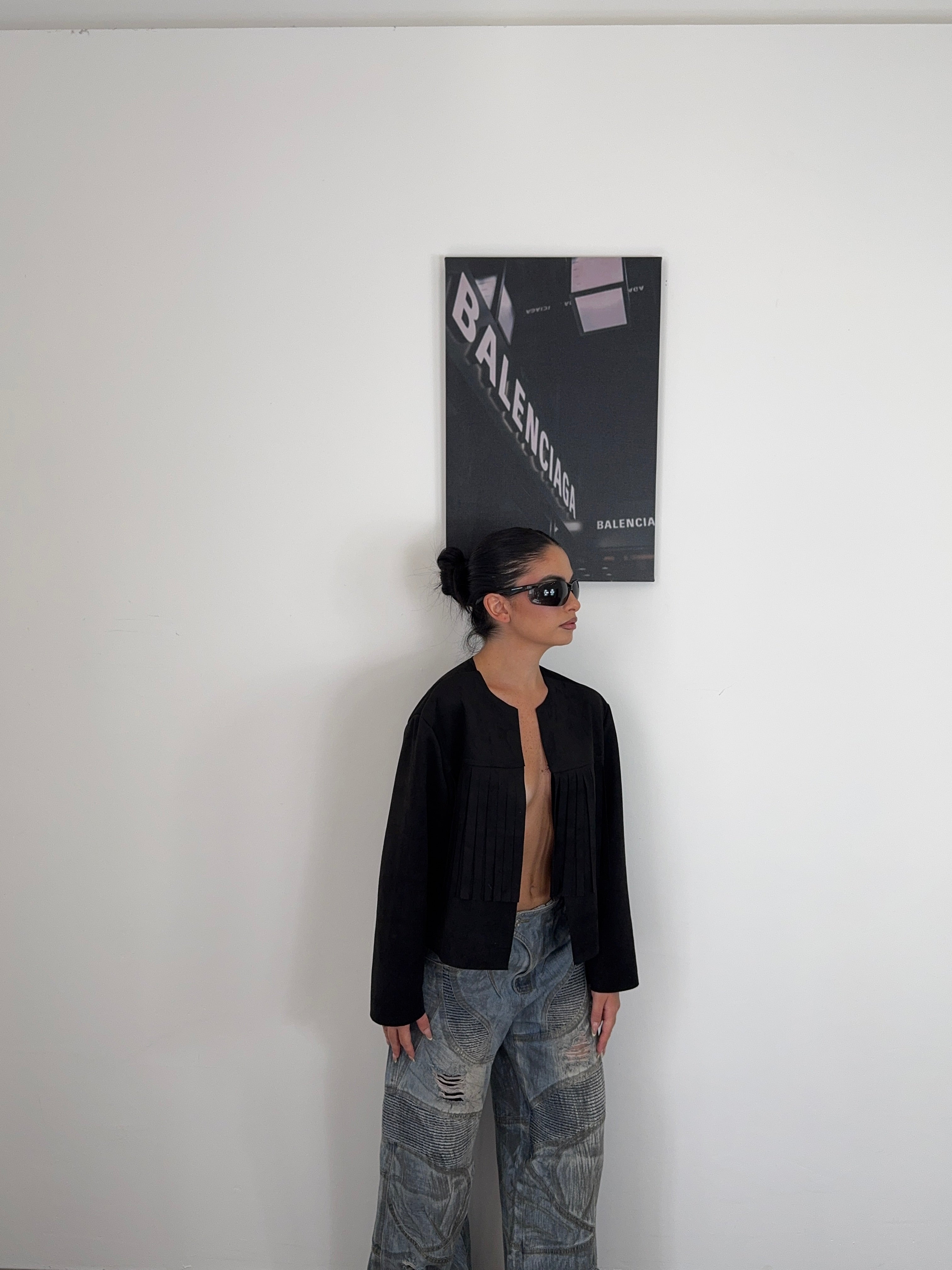 jacket scamosciata FRANGE nero