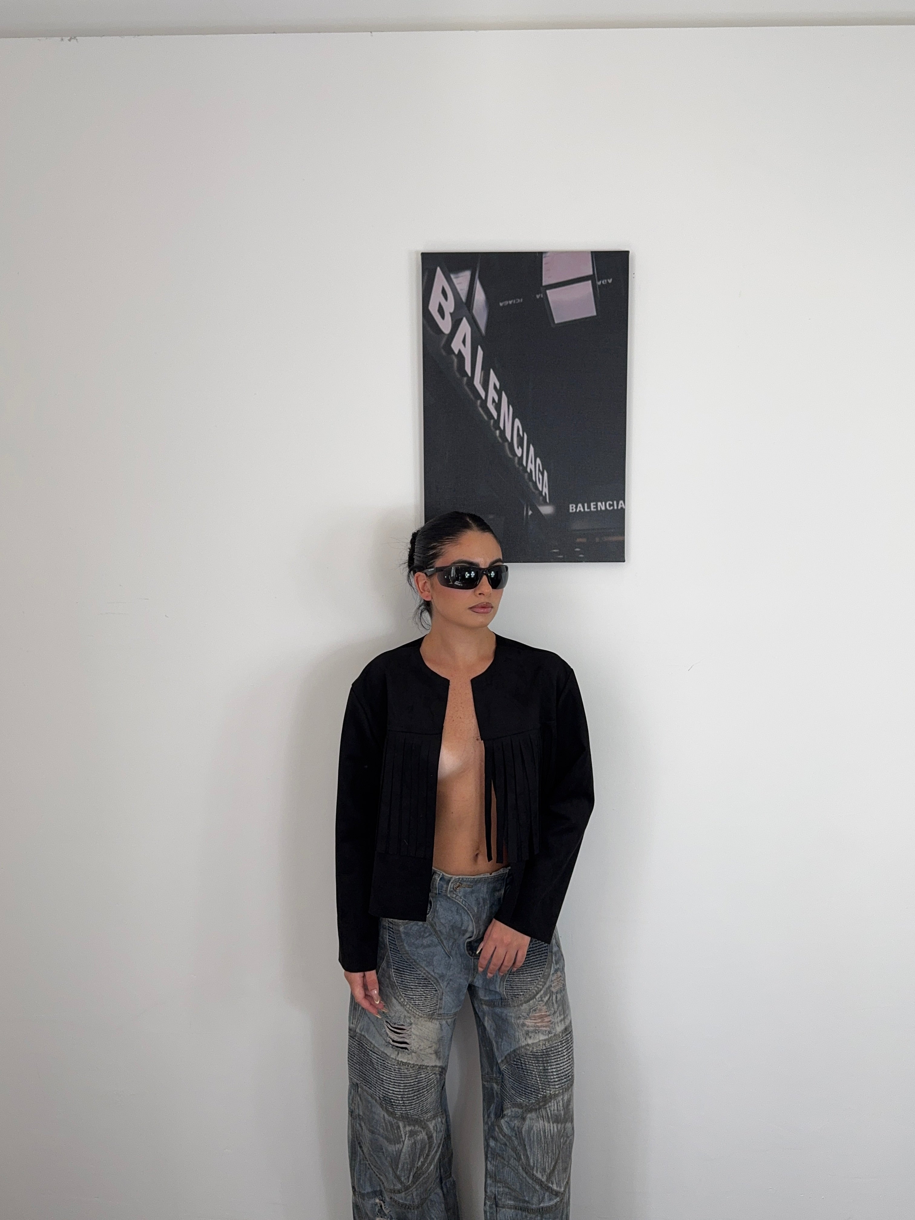 jacket scamosciata FRANGE nero