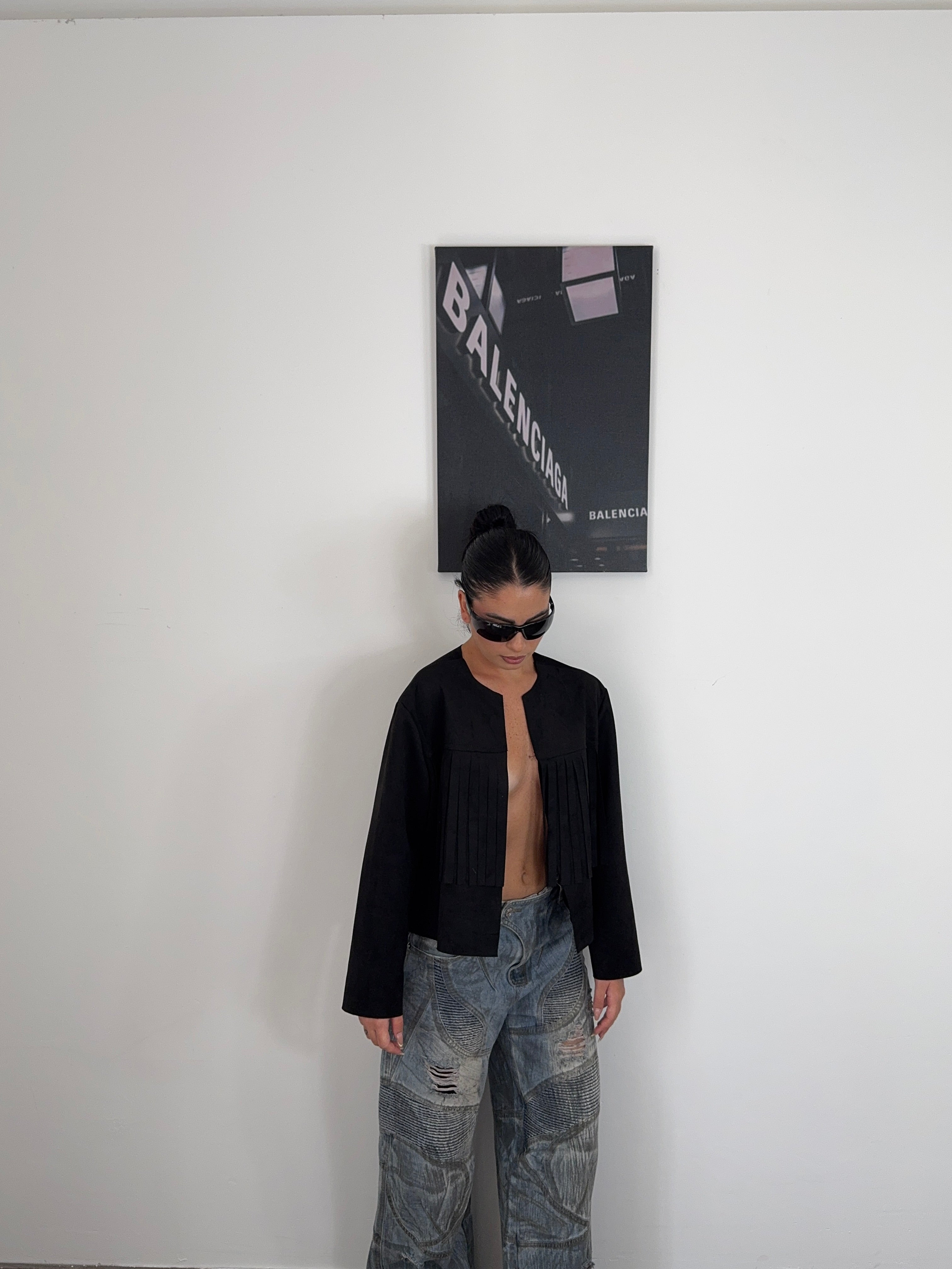 jacket scamosciata FRANGE nero